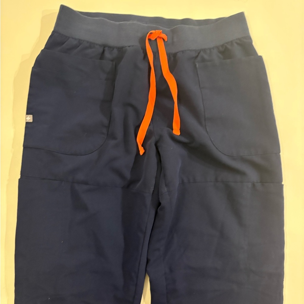 Figs Navy Joggers with Orange Drawstring